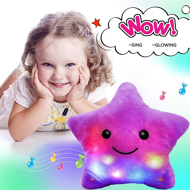 Soft Stuffed Plush Glowing Colorful Stars Pillow Cushion Led Light Toys Gift For Kids Children