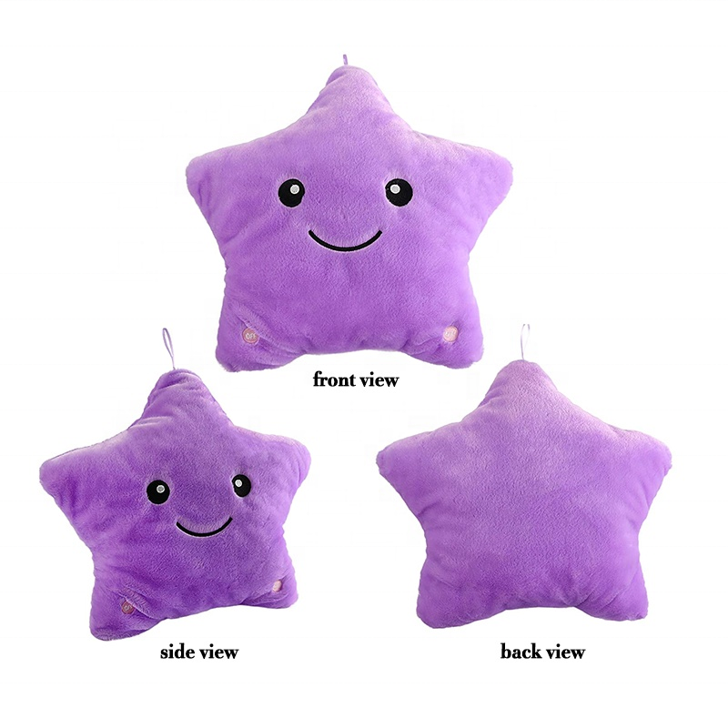Soft Stuffed Plush Glowing Colorful Stars Pillow Cushion Led Light Toys Gift For Kids Children
