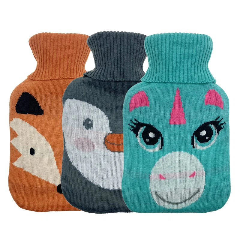 Personalized Custom Soft Hot Water Bottle Bag with Knitted Cover