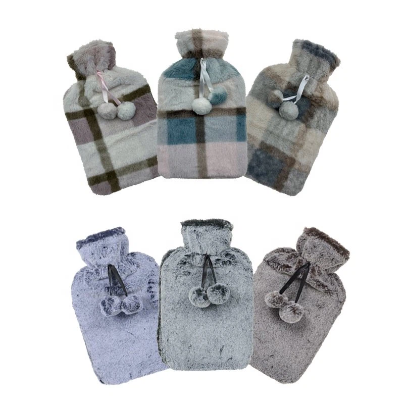 Blue Rabbit Fur Hot Water Bag Cover with Star Printing