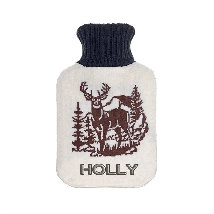 Reindeer Pattern Knitted Hot Water Bottle Cover