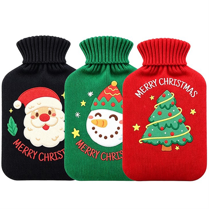 Best Gift Rubber Hot Water Bottle With Christmas Knitted Cover