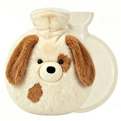 1000ml Round Hot Water Bottle With Dog Plush Toy Cover
