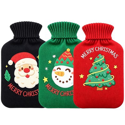 Best Gift Rubber Hot Water Bottle With Christmas Knitted Cover