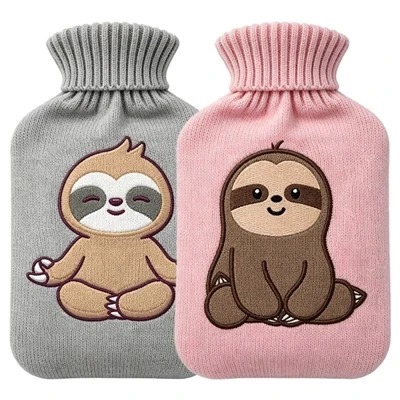 BS Standard Rubber Hot Water Bottle With Cute Sloth Knitted Cover