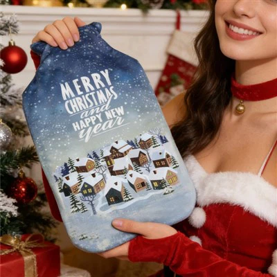 Gift Box Packing Hand Warm Hot Water Bag Christmas Fleece Cover