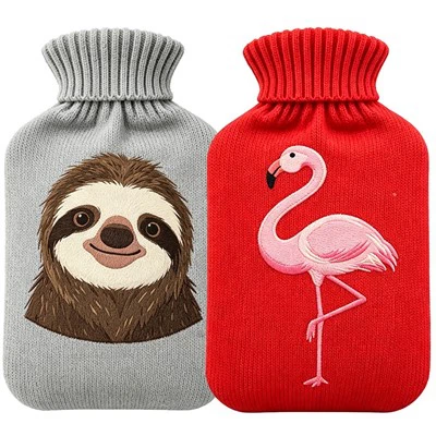 Hot-selling Winter Rubber Hot Water Bottle Bag With Cute Animal Knitted Cover