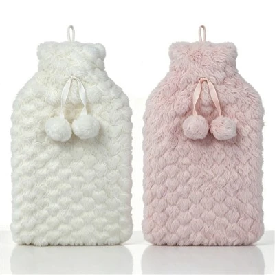 Natural Rubber Hot Water Bag 2000ml With Soft Plush Fleece Cover