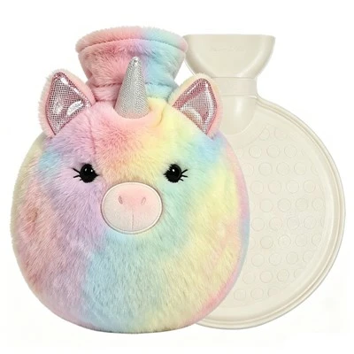 Round Shape Hot Water Bag CE Certificate With Stuffed Unicorns Cover