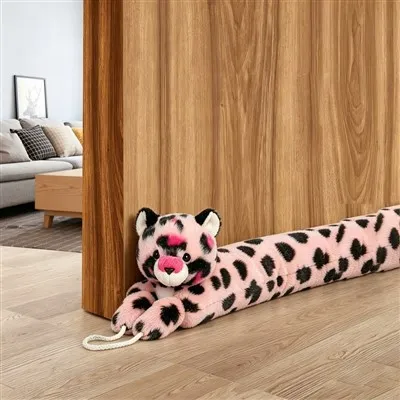 Sand-Filled Pink Leopard Durable Door Draft Stopper